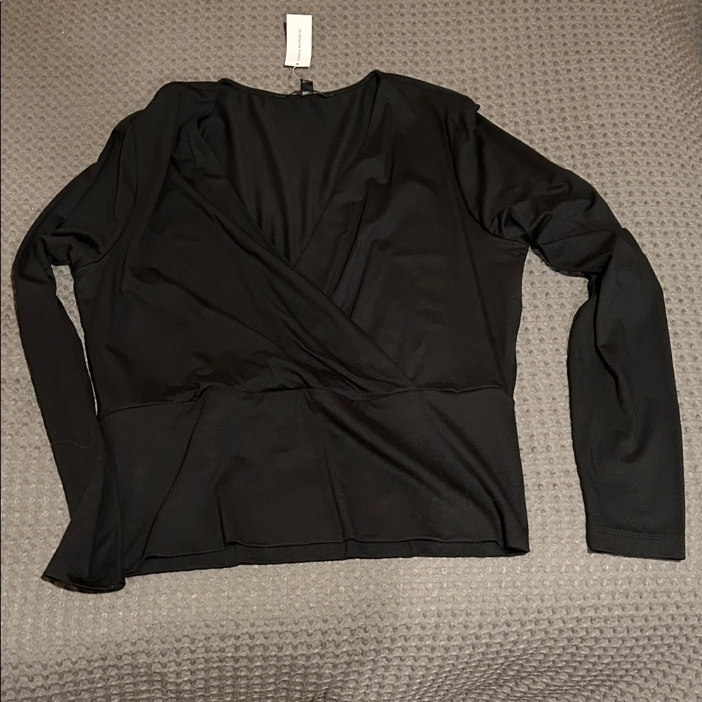 Banana Republic Factory Black Wrap Blouse